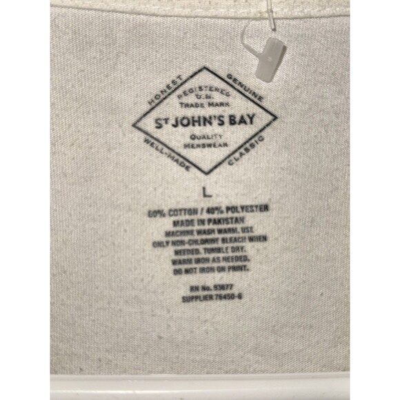 St. John's Bay Mens L White Tahiti Print Short Sleeve T Shirt - Picture 2 of 3